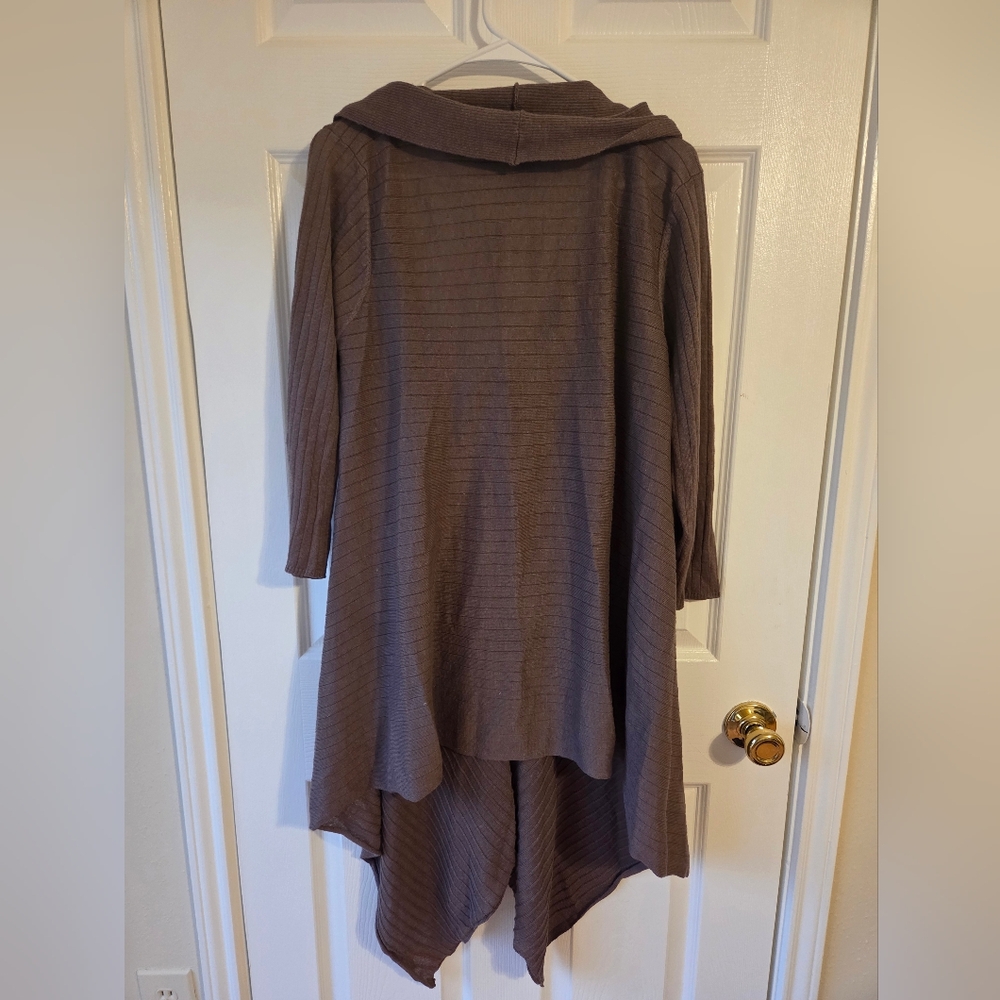 Vivienne Tam Brown Dress L 3/4 Sleeves Assymetrical Hem Line - Picture 5 of 5